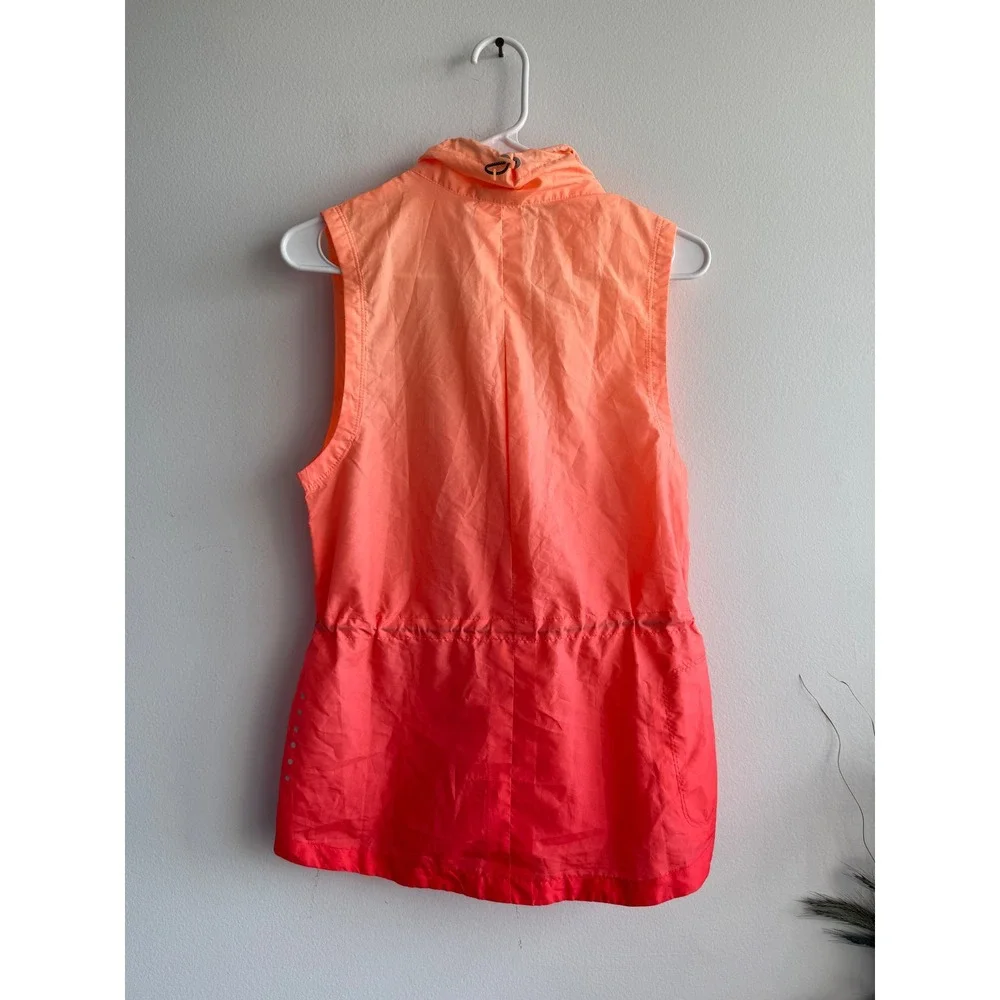 Nike Womens Orange Red Ombre Gradient Full Zip Running Vest Drawstring Small
